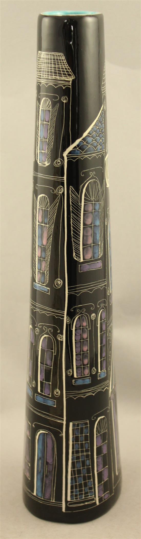 A Fantoni pottery slender tapering vase, 1950s/60s, 40.5cm